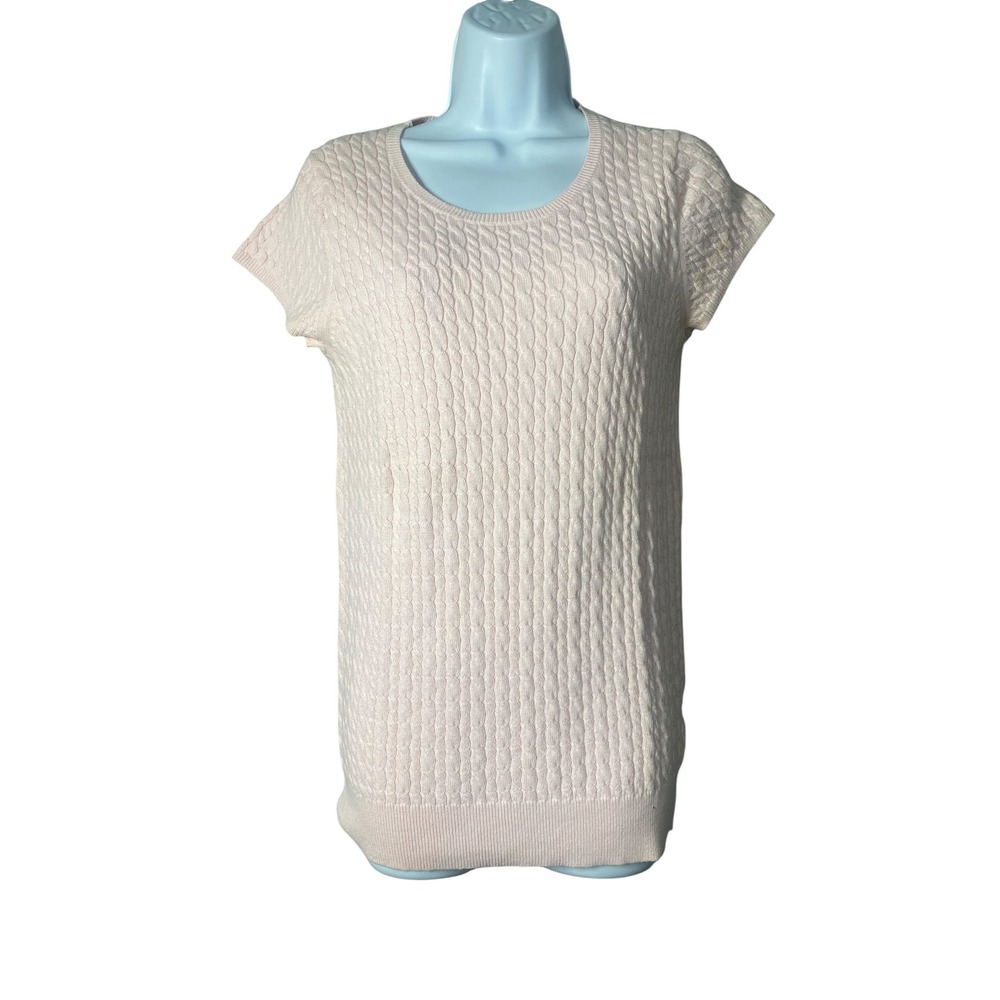 Gap Stretch Knit Top Short Sleeve Textured Casual Everyday Top Size L